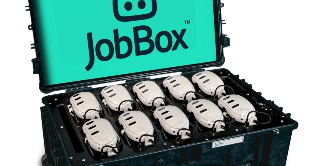 The JobBox branded case with its teal lid