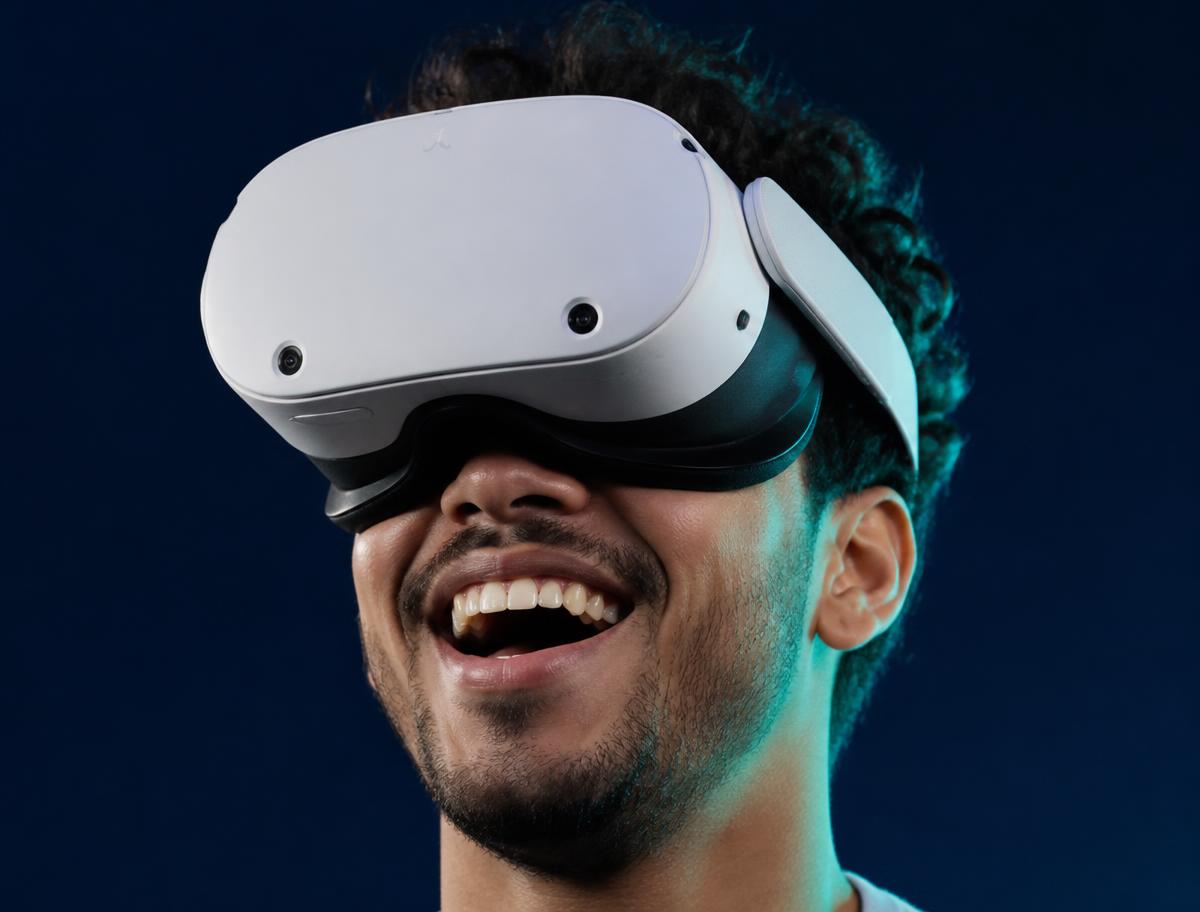 A visitor experiencing a VR headset